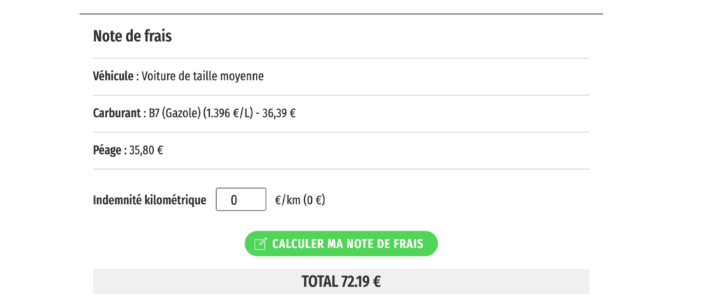 Notes de frais itinéraire Mappy